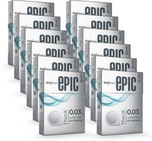 MANFORCE Epic Thinx Condoms for Men| Ultra Thin with 0.03 mm Thickness | 3 Count x 12 Condom