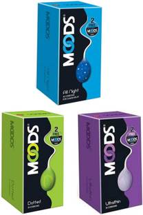 MOODS LuvStock All Night Climax Delay-Extra Time, Dotted And UltraThin Condoms For Men Condom