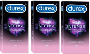 DUREX Intense Condoms Latex Dotted and Ribbed Condom (Pack of 3) Condom