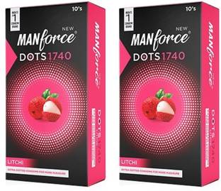 MANFORCE Litchi Condom (Pack of 2, Each Pack 10 Sheets) Condom