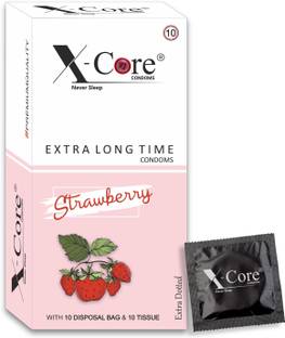 X-Core Dotted Condoms 10 Flavored-Lubricated Condom Free Tissue Papers, Disposal Bag Condom