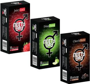 NottyBoy 30 Count - Flavour Combo For Oral (Strawberry, Chocolate and Apple) Condom