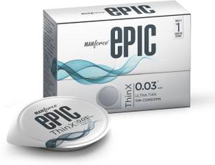 MANFORCE Epic Thinx Condoms for Men| Ultra Thin with 0.03 mm Thickness | 10 Count Condom
