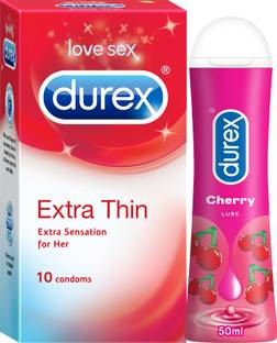 DUREX Extra Thin condom 10s and Lube - Cherry Flavoured Lubricant