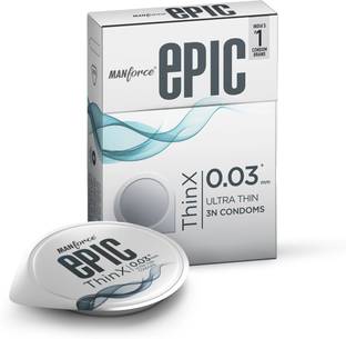 MANFORCE Epic Thinx Condoms for Men| Ultra Thin with 0.03 mm Thickness | 3 Count Condom