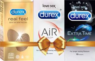 DUREX Real Feel , Air , Extra Time 30 Condom (Pack of 3) Condom