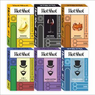 HOTSHOT EXTRA TIME CONDOMS COMBO - Ribs, Dots, Contour and Smooth Multi Flavoured Condom