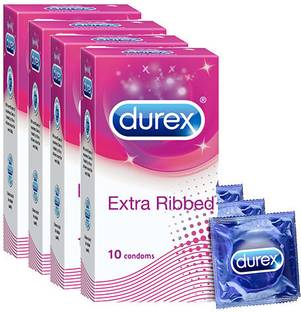 DUREX Extra Ribbed Condoms for Men - 10 Count Pack of 4 Condom