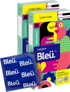 Bleu Super Ultra Thin Condoms for men, Vegan Highest Grade Latex for Sensitive Skin Condom
