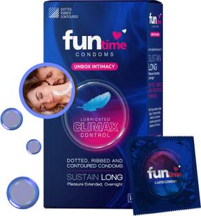 Funtime Climax Control Dotted Condoms | Ribbed & Lubricated for Extra Pleasure Condom