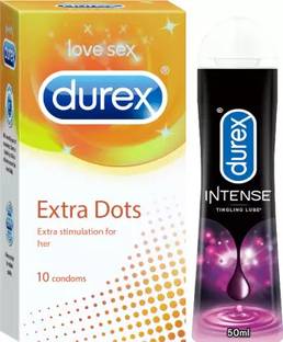 DUREX Extra Dots Condom 10s and Lube Intense Lubricant Gel