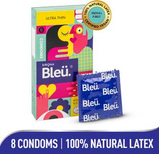 Bleu Super Ultra Thin Condoms for Men | 100% Natural Latex, Vegan & Toxin Free Condom