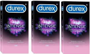 DUREX Intense Dotted and Ribbed Condom For Men (Pack of 3) Condom