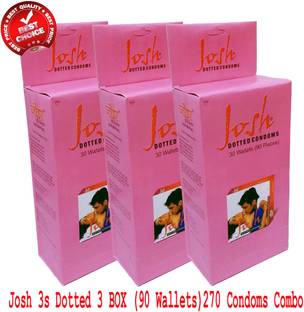 Josh 3s Pink Colored Lubricated Dotted Electronically Tested For Safe Intercourse Men Condom
