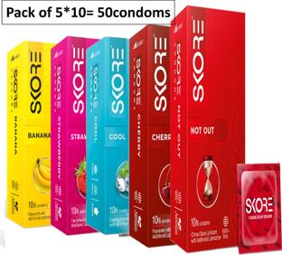 SKORE Dotted Banana, Cherry, Cool, Notout, Strawberry Condom