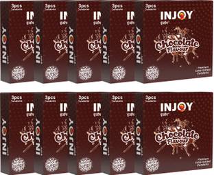 Injoy Premium Extra Dotted Condoms, Chocolate Flavored condoms Pack of 10 Condom