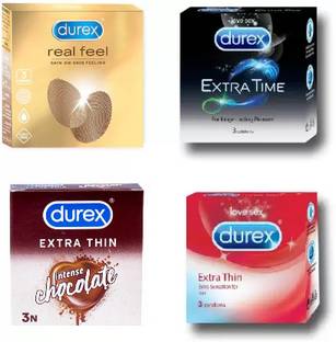 DUREX Real Feel 3s + Extra Time 3s + Chocolate 3s + Extra Thin 3s Condom