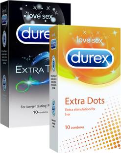 DUREX Extra Dots 10s, Extra Time 10s Pleasure Packs Condom