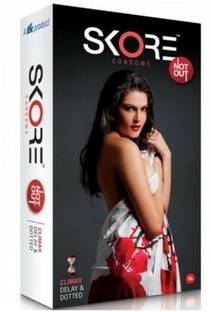 SKORE Not Out Climax Delay Condoms - 1500 Raised Dots 10s Pack Condom