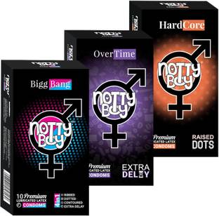 NottyBoy 4in1 Extreme Delay Extra Time Condoms | Ribbed & Heavy Dots Condom