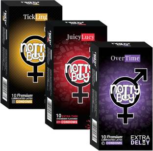 NottyBoy Extra Dots, Strawberry & Over Time Delay s Condom
