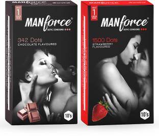 MANFORCE Chocolate, Strawberry Condoms 10's (Combo of 2) Condom