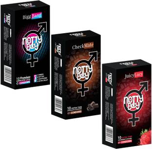 NottyBoy RIBBED DOTTED EXTRA TIME + 2 FLAVOUR COMBO Condom