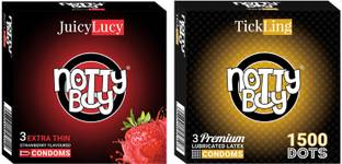 NottyBoy Strawberry Extra Thin and TickLing 1500 Dots Dotted Condom
