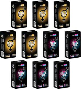 NottyBoy Ribbed, Extra Dotted 1500 Dots, Contoured, Extra Time Combo Pack Condom
