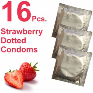 eyurva Strawberry Flavour Dotted Condoms 16 Pcs Combo Condom