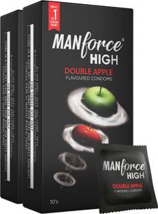 MANFORCE High Kiwi Paan Flavoured Lubricated Condoms | Ultra Thin |10 Sheets x Pack of 2 Condom