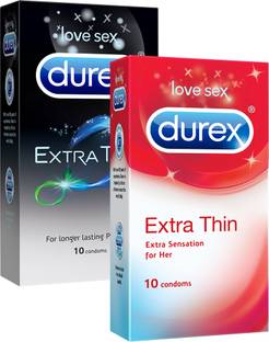 DUREX Extra Thin 10s, Extra Time 10s Pleasure Packs Condom