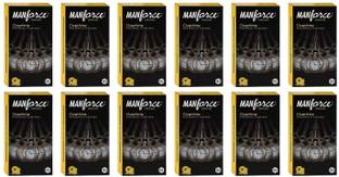 MANFORCE Overtime Pineapple Flavoured 3-in-1 Ribbed Condoms for Men -10 Pcs x Pack of 12 Condom