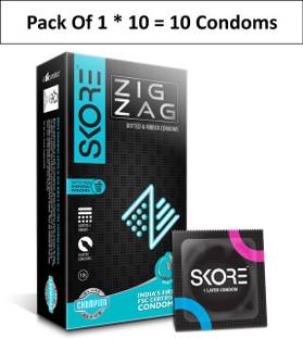 SKORE Zig Zag | Dotted & Ribbed | With Disposal Pouches Condom