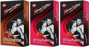 Kamasutra Chocolate And Strawberry 2 Flavoured Dotted Condom