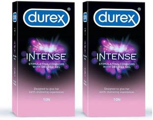 DUREX Intense Stimulating Condoms with Desirex Gel, 20 Sheets (Pack of 2) IN18 Condom