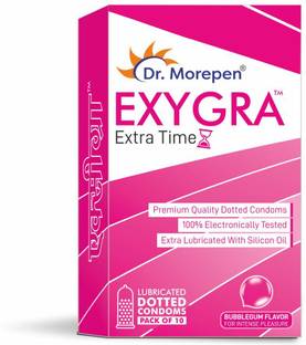 Dr. Morepen Exygra Condoms- Ultra-thin, Lubricated, Extra Dotted, Bubblegum Flavour 10 count Condom