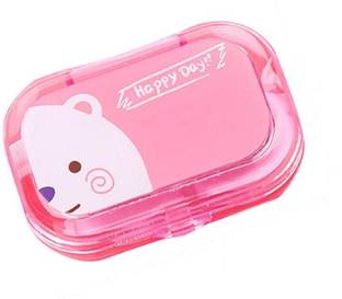 Mopslik Mini Transparent Fiber Plastic Travel Contact Lens Case Storage Box ( Pink )