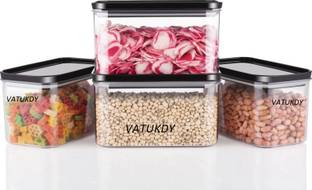 STARKENDY Plastic 4 PCS KITCHEN FRIDGE FOOD GROCERY PICKLE MASALA STORAGE CONTAINERS BASKET BOX Storage Basket