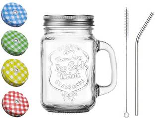 Save Mason Jar with Stainless Steel Straw Set Glass Beer Mug