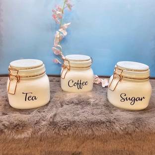Deedecorwave Glass Tea Coffee & Sugar Container  - 900 ml