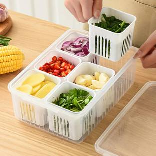 M9Gi Plastic Reusable food storage containers for Garlic, Onion, Chili, Tomato, Ginger,Salad Storage Basket