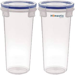 HOMESTIC Plastic Klick Big Glass 2 Piece Transparent Tumbler with Lid 500ml (White)  - 500 ml