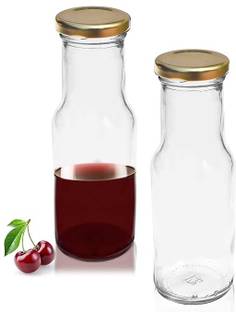 Artifice 200 ml Glass Bottles for Milk, Juice with Rust Proof & Airtight Cap (Set of 2) 200 ml Bottle