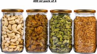 Pack of 4 Glass Grocery Container  - 450 ml PANEL'S White