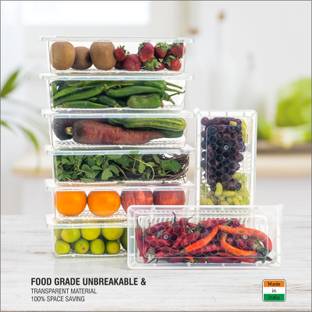 nariya Plastic FRIDGE STORAGE BASKET SET PLASTIC TRANSPARENT UNBREAKABLE STORAGE BASKET Storage Basket