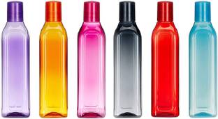 DM PLUS Plastic Water Bottles Rectangular Pattern Highly Durable PET Material 1000 ml Bottle