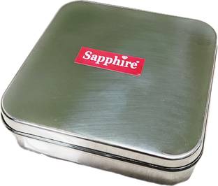 90 Degree Steel Flat Square Food Container Kitchen Tiffin Snacks Box Jar Lunch Box  - 150 ml