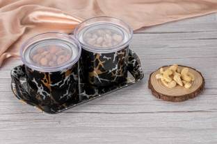 UNIQUEWELL Dry Fruit Containers with Lid & Serving Tray,Dry Fruit Box for Serving Sweets Tray, Container Serving Set