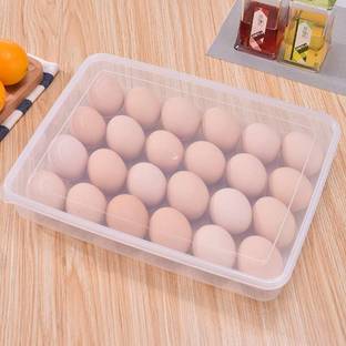 BRIZINGER 24 Slots Egg Storage Box | Refrigerator Safe Egg Basket, Plastic Egg Separator